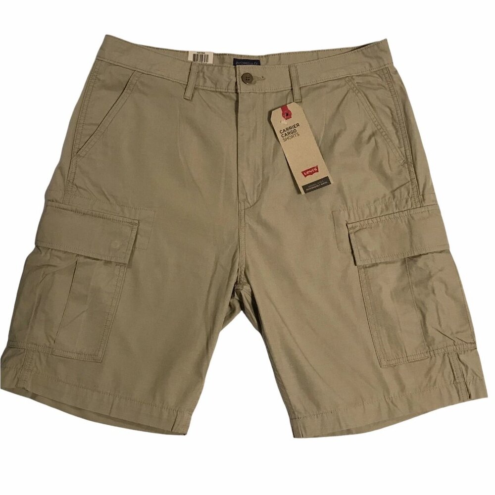Levi's Mens Cargo Shorts Size 33-35 Beige-Khaki Relaxed Fit Durable 100% Cotton